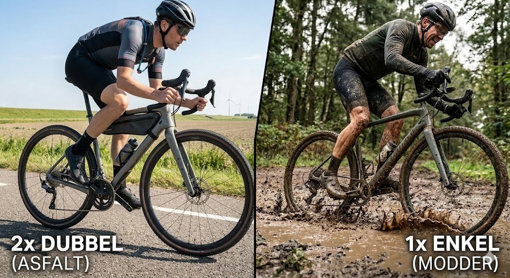 enkel of dubbel voorblad gravelbike vergelijking versnellingen