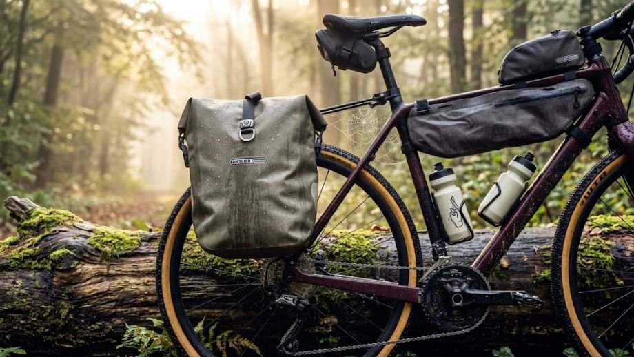 Detailopname van een Tailfin bagagedrager gemonteerd op de achteras van een carbon gravelbike zonder frame bevestigingspunten gravelbike.