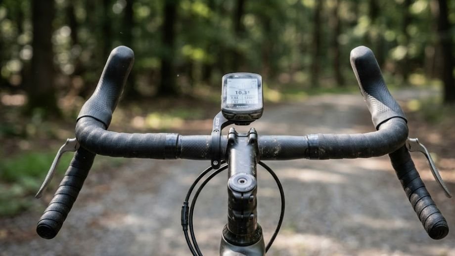 Bovenaanzicht van shifters die met een lichte inwaartse kanteling op een gravelstuur zijn gemonteerd.