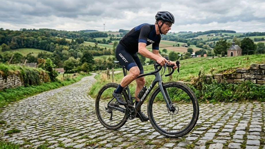 beste gravelbike 3000 euro Giant Revolt Advanced 0 carbon wielen GRX Di2 kasseienweg Vlaamse Ardennen beste prijs kwaliteit NL BE