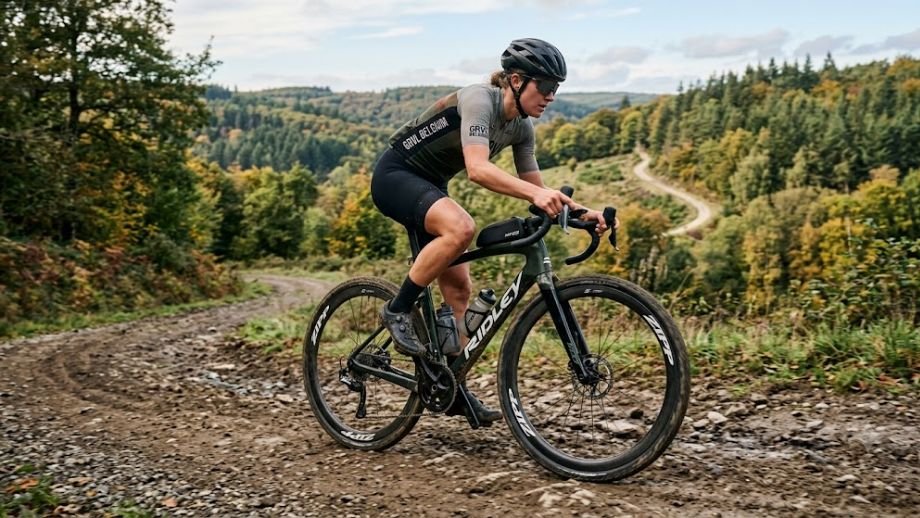 beste gravelbike 3000 euro premium carbon frame elektronisch schakelen carbon wielset onverhard pad Ardennen