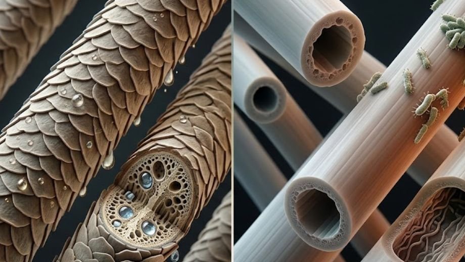 merinowol fietskleding gravelbike vezelstructuur close-up versus polyester verschil luchtkamers geurbestendigheid fietskleding