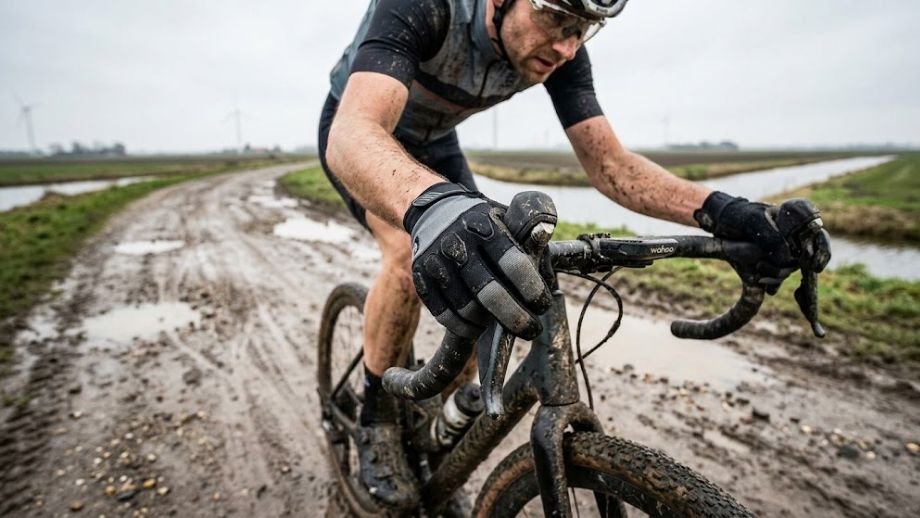 beste fietshandschoenen gravel 2026 gravelrijder handschoenen stuur onverhard pad modderige omgeving trillingen demping