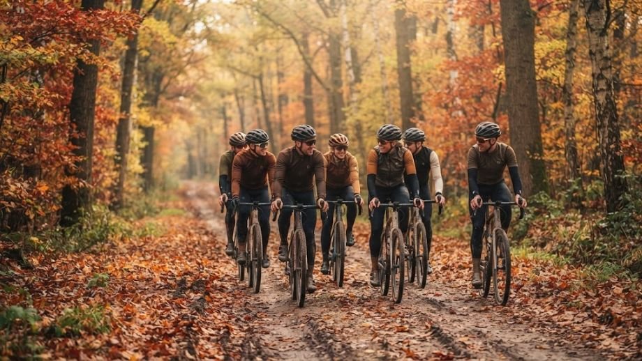 gravel events Nederland en België najaar 2026 groep gravelrijders herfstig bospad herfstbladeren onverhard